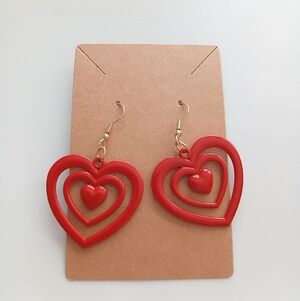 Fashion Jewelry Red Heart Earrings